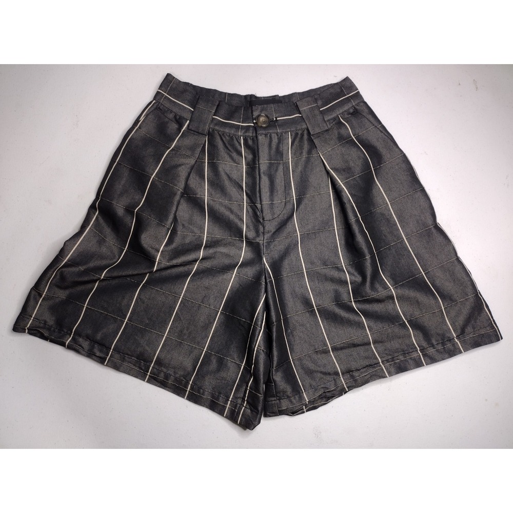 Who What Wear Womens High Waisted Windowpane‎ Plaid Pleated Shorts Grey Size 4